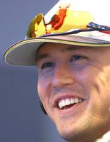 　会見で笑顔を見せるヌートバー（撮影・吉澤敬太）