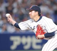 ９回に登板し力投する大勢（撮影・西岡正）