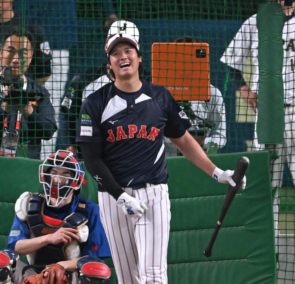 圧巻のフリー打撃を終え、充実した表情をみせる大谷（撮影・飯室逸平）