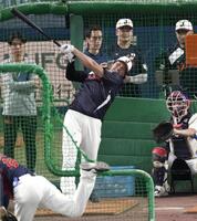 　打撃練習する大谷