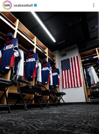 　公開された米国代表のロッカー。米国代表チームの公式インスタグラム（ｕｓａｂａｓｅｂａｌｌ）より