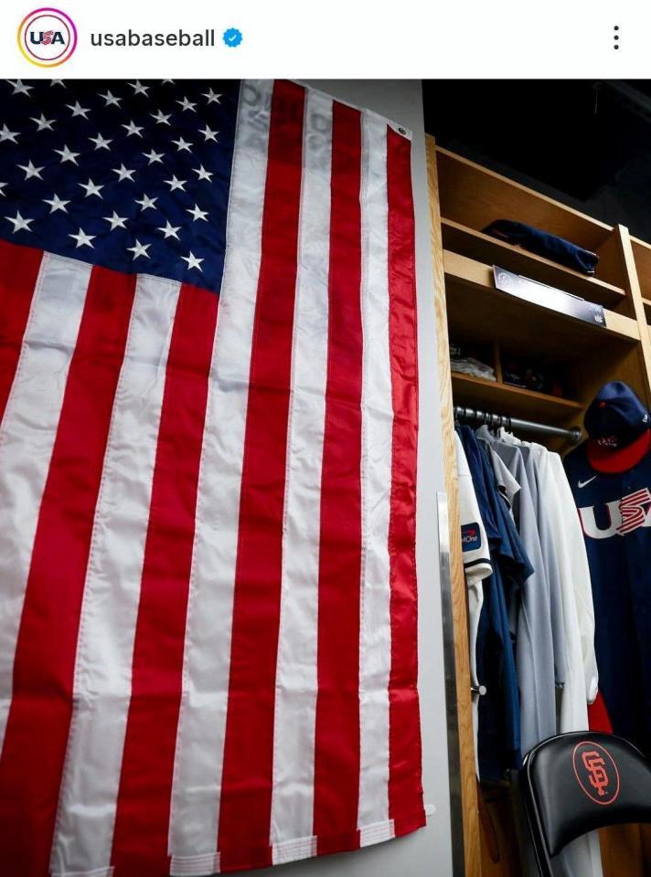 　公開された米国代表のロッカー。米国代表チームの公式インスタグラム（ｕｓａｂａｓｅｂａｌｌ）より