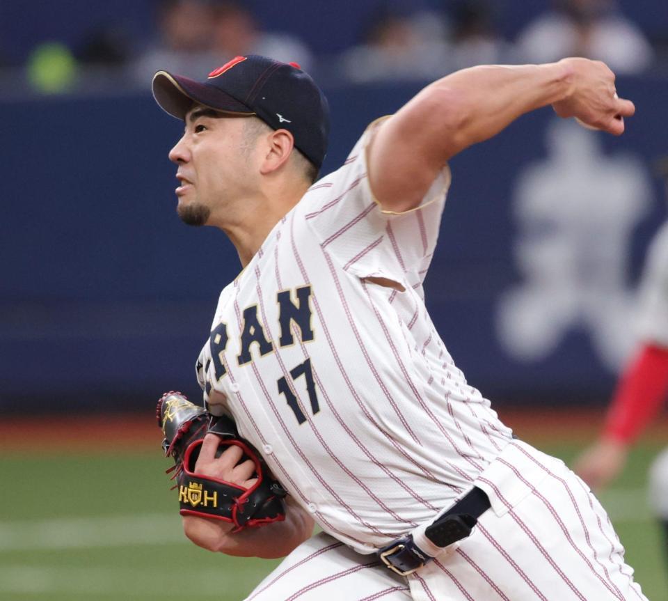 先発の菊池（撮影・坂部計介）