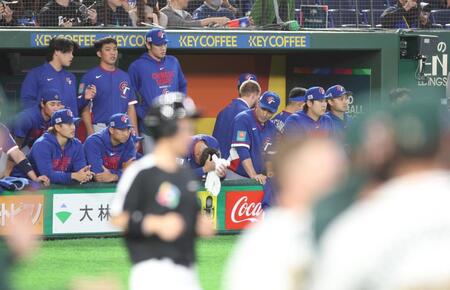オーストラリアに敗れた台湾ナイン＝東京ドーム（撮影・佐々木彰尚）