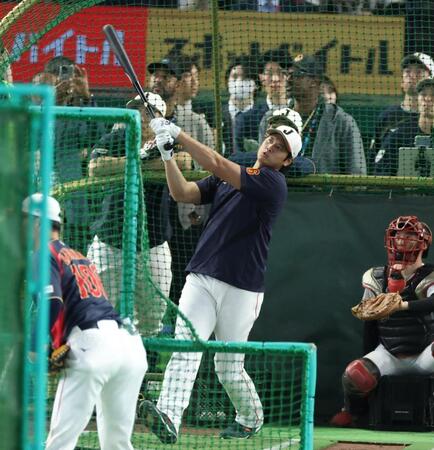 フリー打撃の大谷翔平（撮影・金田祐二）