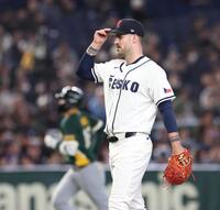 ３回、オーストラリアのミードに逆転３ランを浴びたチェコのオンドラ（撮影・佐々木彰尚）