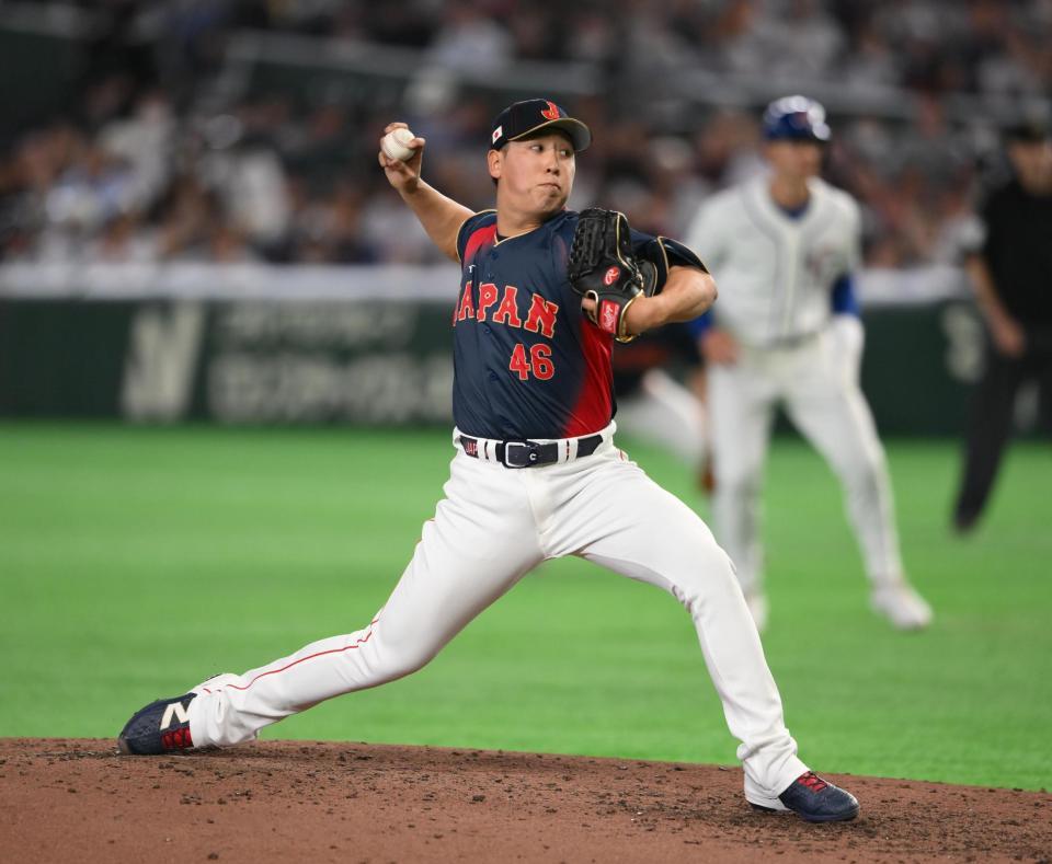 ３回途中から２番手として登板した藤平（撮影・堀内翔）