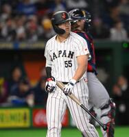 ６回、空振り三振に倒れた村上（撮影・堀内翔）