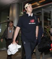 マイアミに到着した大谷（撮影・伊藤笙子）