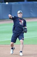 練習を行った村上（撮影・伊藤笙子）