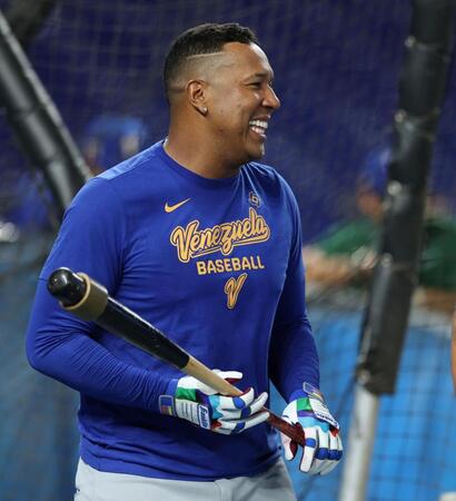 笑顔を見せるベネゼエラ・サルバドール・ペレス（撮影・伊藤笙子）