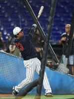 打撃練習をする森下（撮影・伊藤笙子）