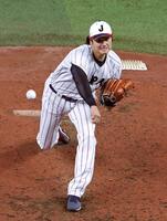 実戦形式の打撃練習に登板した大谷