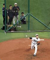 ライブＢＰに登板した大谷（撮影・伊藤笙子）