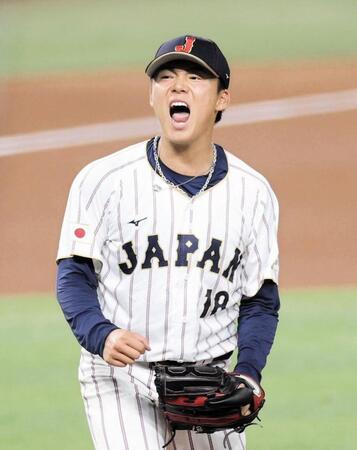 投球後、雄たけびをあげる山本（撮影・伊藤笙子）