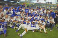 　プエルトリコに勝ち準決勝進出を決め、喜ぶイタリア代表＝ヒューストン（提供・共同通信社）