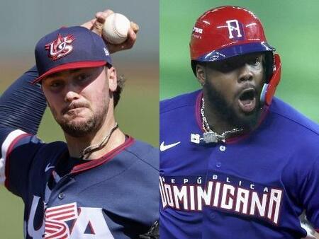 （左から）米国代表ののポール・スキーンズ（提供・共同通信社）、ドミニカ共和国代表のウラジーミル・ゲレロＪｒ．