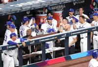 　先制点で沸き返るイタリアベンチ（撮影・伊藤笙子）