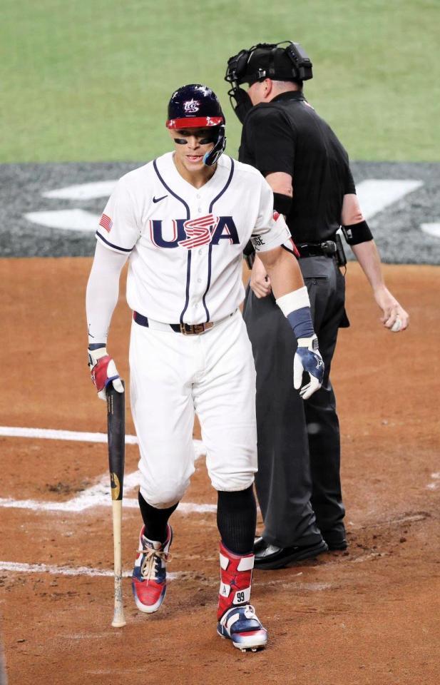 　初回、見逃し三振に倒れたジャッジ（撮影・伊藤笙子）