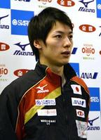 　卓球の世界選手権から帰国した松平健太