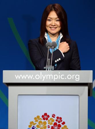 　ＩＯＣ総会で、東京のプレゼンテーションをするパラリンピック陸上の佐藤真海（ゲッティ＝共同）
