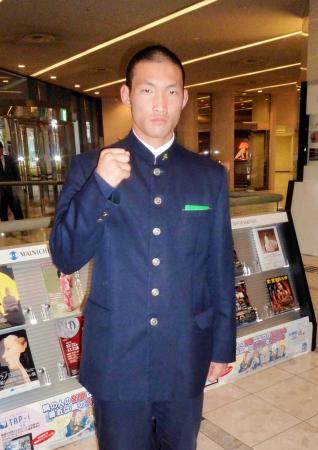 　初戦を突破し、２回戦で東福岡への雪辱に意気込む尾道・玉置主将