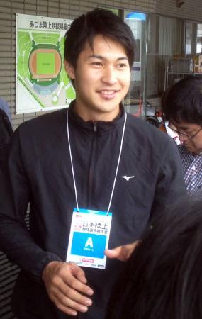 　陸上日本選手権への意気込みを語る飯塚翔太＝とうほう・みんなのスタジアム