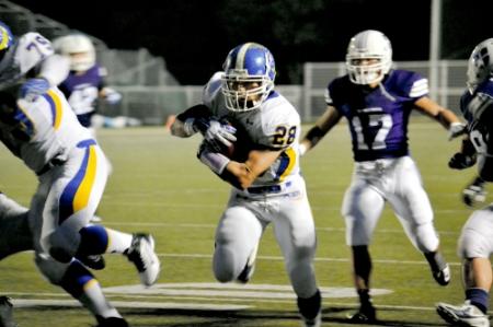 懸命なランをみせた関学大・鷺野主将（中央）＝撮影・國島紗希