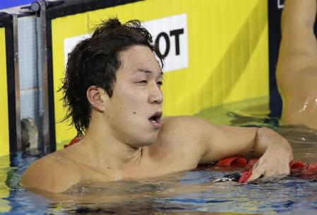 　男子２００メートル平泳ぎで、３位となった小関也朱篤＝仁川（共同）