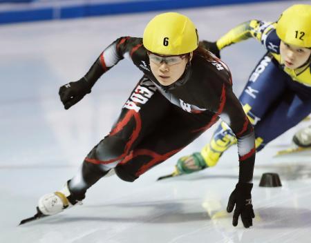 　女子５００メートル決勝　１位の菊池萌水＝江戸川区スポーツランド