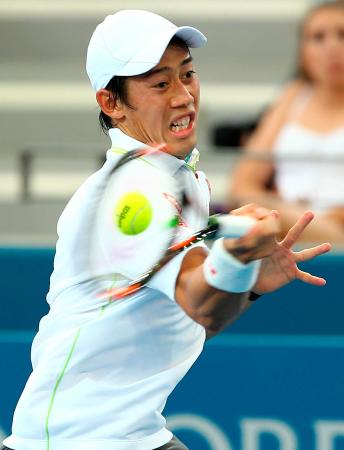 　男子シングルス２回戦で勝利した錦織圭（ＡＰ＝共同）