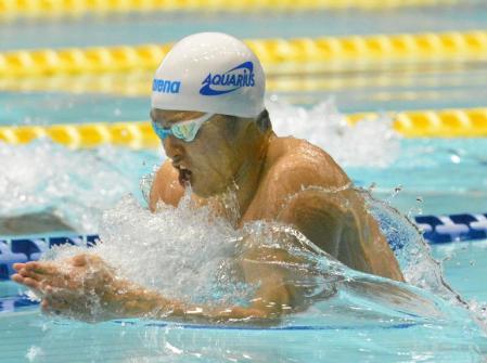 　男子１００メートル平泳ぎで４位だった北島康介