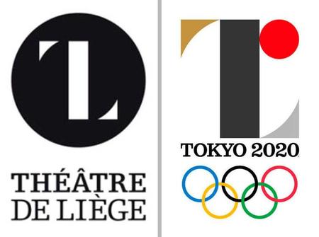 　ベルギー・リエージュ劇場のロゴ（左）と２０年東京五輪の公式エンブレム