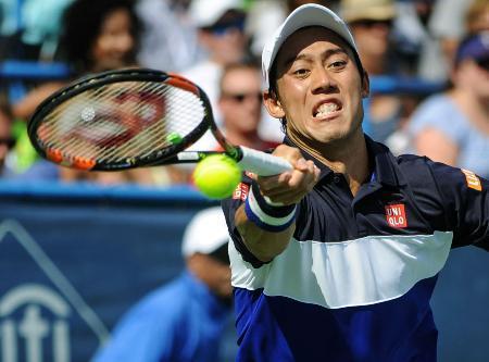 　男子シングルス準決勝　逆転勝ちで決勝進出を決めた錦織圭＝ワシントン（共同）