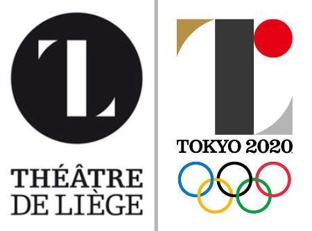　ベルギー・リエージュ劇場のロゴ（左）と２０２０年東京五輪の公式エンブレム
