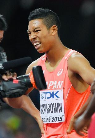 　男子２００メートル準決勝　レースを終え厳しい表情のサニブラウン・ハキーム＝北京（共同）