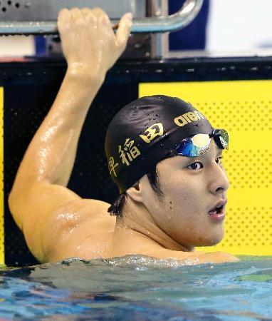 　男子２００メートル個人メドレーで初優勝した早大・瀬戸大也＝浜松市総合水泳場
