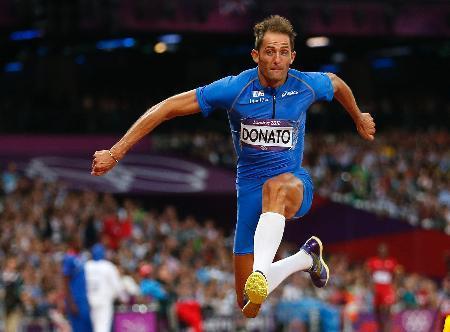 　ロンドン五輪男子三段跳びで銅メダルを獲得したファブリツィオ・ドナート＝２０１２年８月、ロンドン（ＡＰ＝共同）