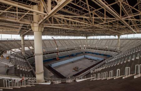 　ブラジル政府が１２月上旬に発表したリオ五輪競泳会場の工事状況（ブラジル政府提供・共同）
