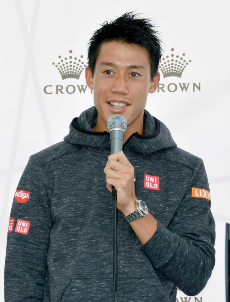 　テニスの全豪オープン開幕を前に、イベントに登場した錦織圭（共同）