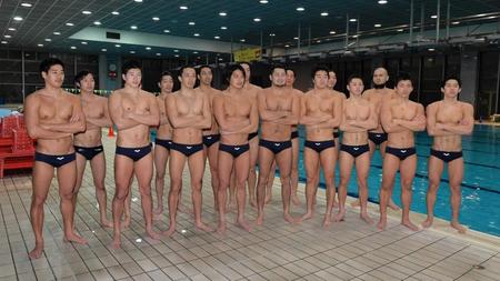 　練習を公開した水球男子日本代表の選手