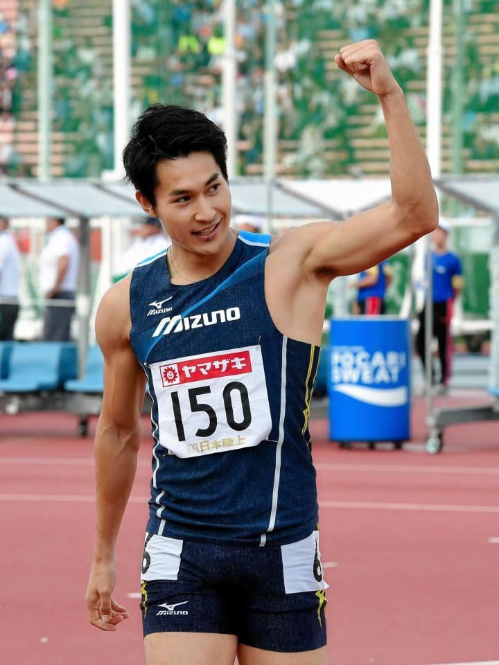 男子２００ｍで優勝した飯塚翔太＝パロマ瑞穂スタジアム