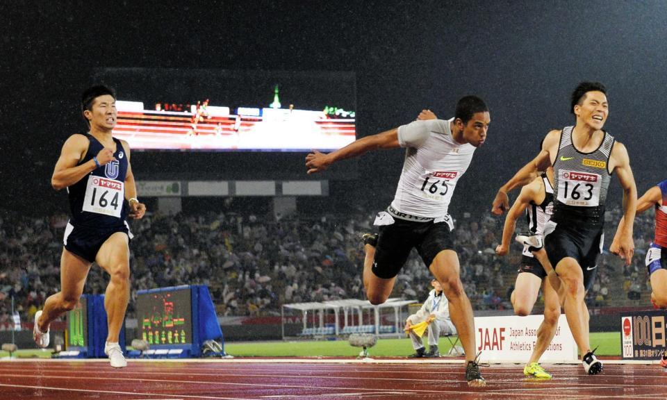 「第１００回日本陸上選手権　リオデジャネイロ五輪代表選考会」の陸上男子１００メートル決勝＝６月２６日