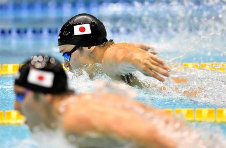 　優勝した坂井聖人。手前は２位の瀬戸大也（共同）