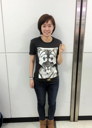 スウェーデン・オープンから帰国した石川香澄＝成田空港