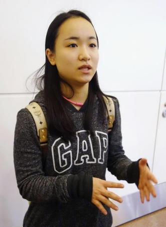 　ワールドツアーから帰国し、取材に応じるリオ五輪卓球女子団体銅メダリストの伊藤美誠