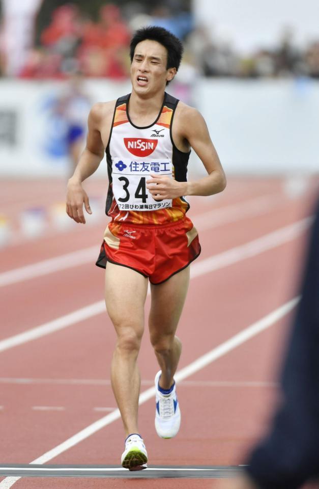 　28位に終わった村沢明伸＝大津市皇子山陸上競技場