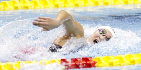 　女子２００メートル自由形決勝　１分57秒07で優勝した池江璃花子＝ガイシプラザ
