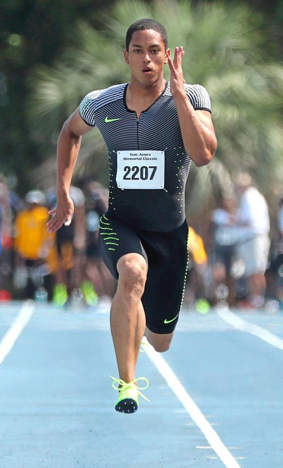 　追い風３・３メートルで１０秒０５をマークしたケンブリッジ飛鳥（共同）