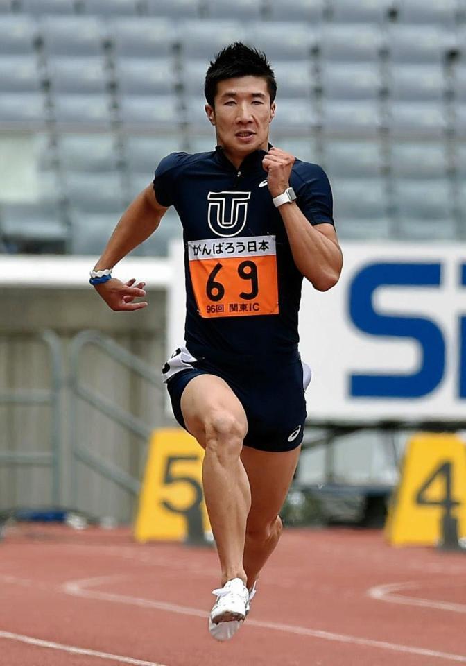 関東インカレの１００Ｍ予選を１０秒４２で通過した東洋大・桐生祥秀＝日産スタジアム（撮影・出月俊成）